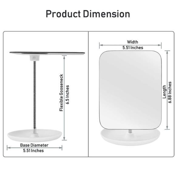 Table Vanity Mirror with Stand - Makeup Mirror - Adjustable Flexible Gooseneck - Picture 5 of 7
